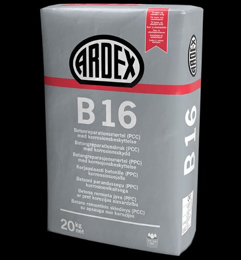 Bilde av ARDEX B 16, betongreparasjonsmasse, fiberforsterket R4 PCC mørtel i sekker á 20 kg