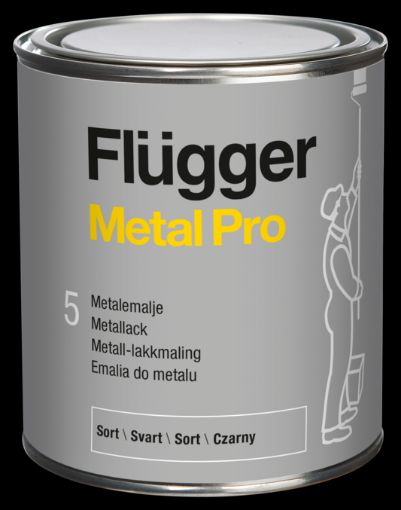 Bilde av 70301 - Flügger Metal Pro Metallmaling 5 Matt Sort_0,75 L 0,75 l