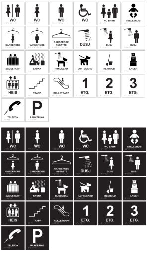 Bilde av Taktilt veggskilt 200 x 200 mm med piktogram, tekst og braille