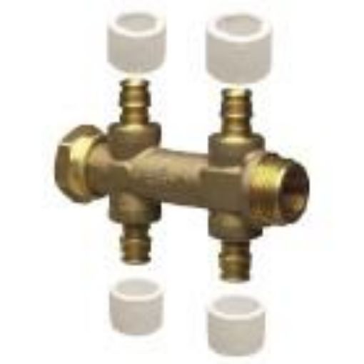 Bilde av UPONOR Q&E DR FORDELER MED LØPEMUTTER 3/4", 2X15+2X15 C/C 50MM (NKB)