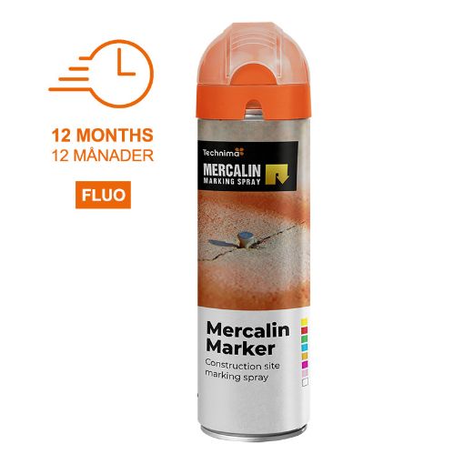 Bilde av Merkespray Mercalin Marker Fluo Oransje Merkespray med 360° sikkerhetslokk 500 ml