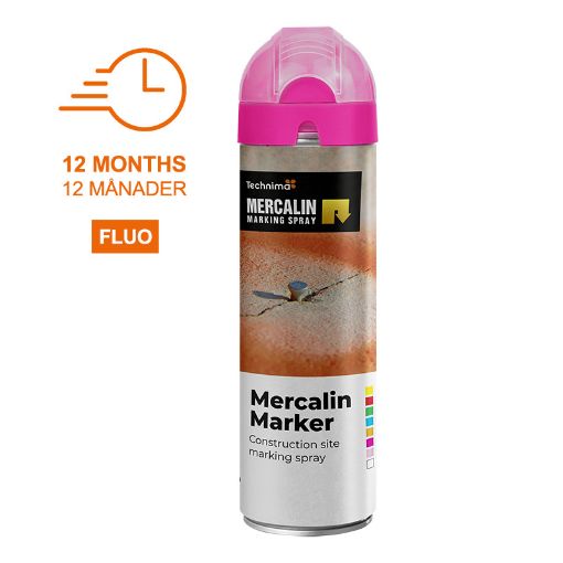 Bilde av Merkespray Mercalin Marker Fluo Cerise Merkespray med 360° sikkerhetslokk 500 ml