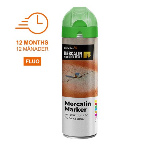 Bilde av Merkespray Mercalin Marker Fluo Grønn Merkespray med 360° sikkerhetslokk 500 ml