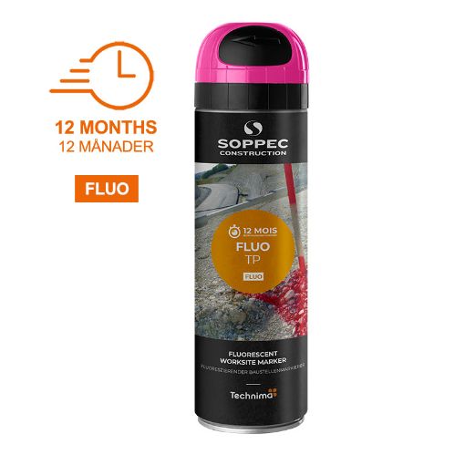 Bilde av Merkespray Soppec Fluo TP Cerise Merkespray med 180° sikkerhetslokk 500 ml