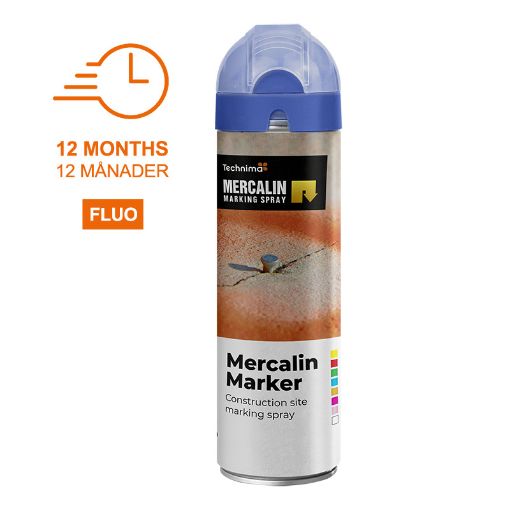 Bilde av Merkespray Mercalin Marker Fluo Blå Merkespray med 360° sikkerhetslokk 500 ml