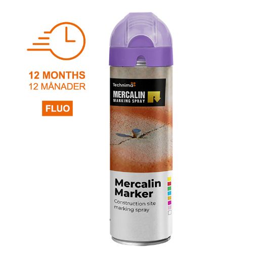 Bilde av Merkespray Mercalin Marker Fluo Fiolett Merkespray med 360° sikkerhetslokk 500 ml