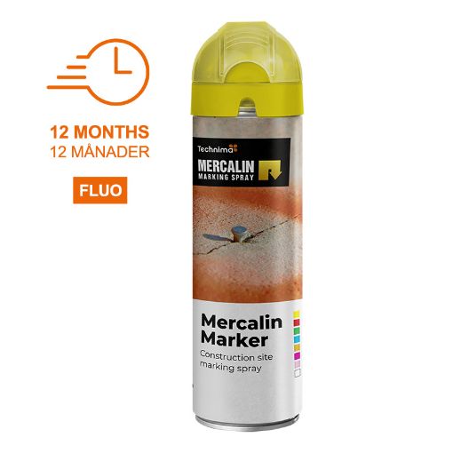 Bilde av Merkespray Mercalin Marker Fluo Gul Merkespray med 360° sikkerhetslokk 500 ml